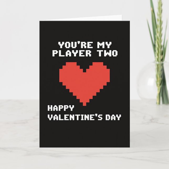 Retro-Player-Two-Valentinskarte Karte (Vorderseite)