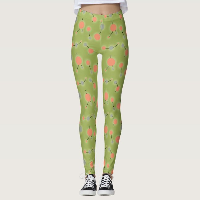 Retro Playful Small Molecules Universelles Pfirsic Leggings (Vorderseite)