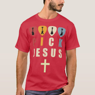 Retro Plektrum Jesus Music Christlich Gitarrist T-Shirt