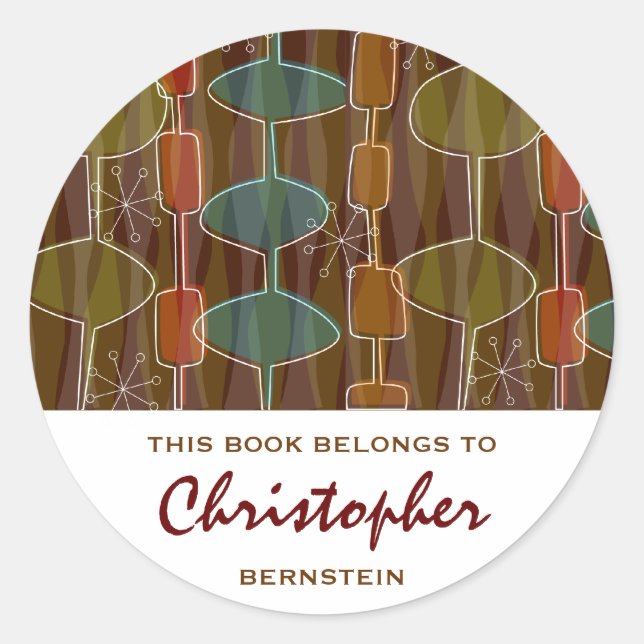 Retro-Pod-Buchzeichen Runder Aufkleber (Vorderseite)