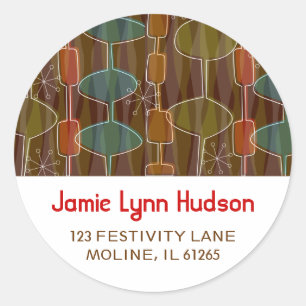 Retro Pods Address Labels Runder Aufkleber