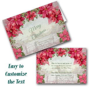 Retro Poinsettia Frame Ferme Noël Pittoresque