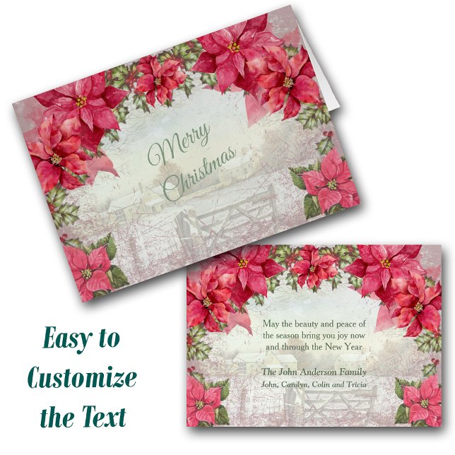 Retro Poinsettia Rahmen Bauernhof Landschaftlich W (Von Creator hochgeladen)