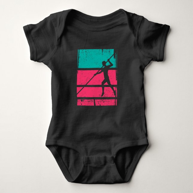Retro Pole Vault Ttrack und Field Sport Liebhaber Baby Strampler (Vorderseite)