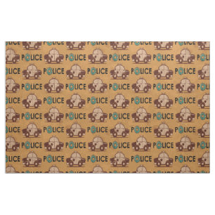 Retro Police Car Donuts Brown Stoff