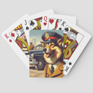 Retro Police Dog Painting Spielkarten