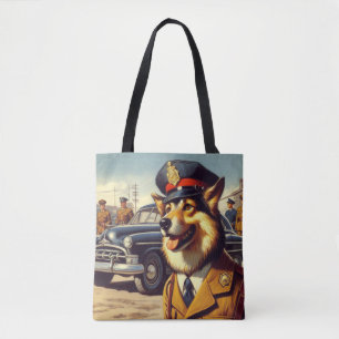 Retro Police Dog Painting Tasche
