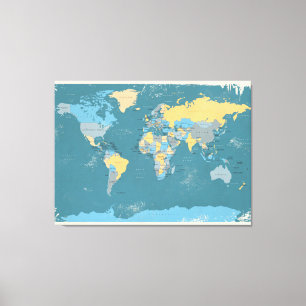 Retro politische Karte der Welt Leinwanddruck