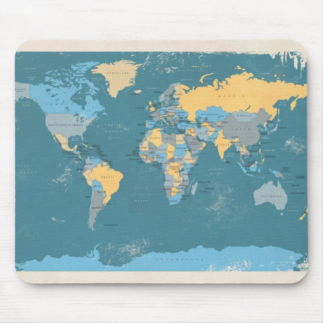 Retro politische Karte der Welt Mousepad (Vorne)