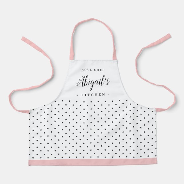 Retro polka dot children's personalisiert Cooking Schürze (Vorderseite)