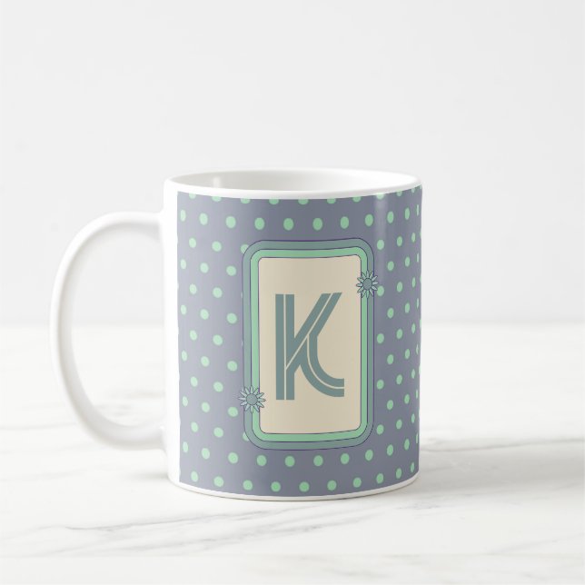 Retro Polka Dot Monogramm Kaffeetasse (Links)