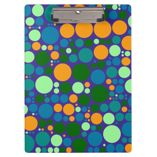 Retro Polka Dot Mosaic Muster #6 Klemmbrett (Vorderseite)