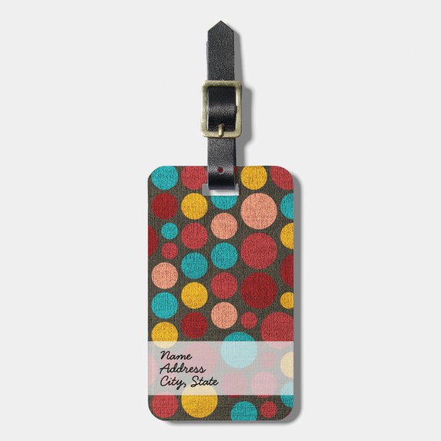 Retro Polka Dot Painted Leinwand #3 Gepäckanhänger (Vorderseite vertikal)