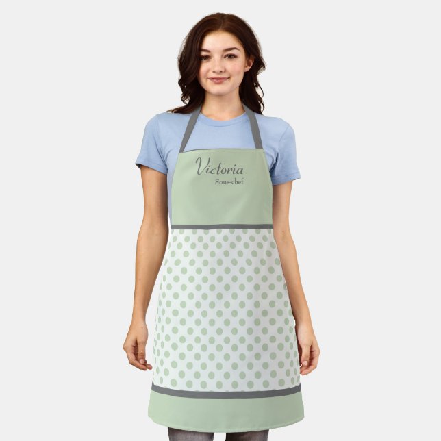 Retro Polka Dot Personalisiert Schürze (Getragen)