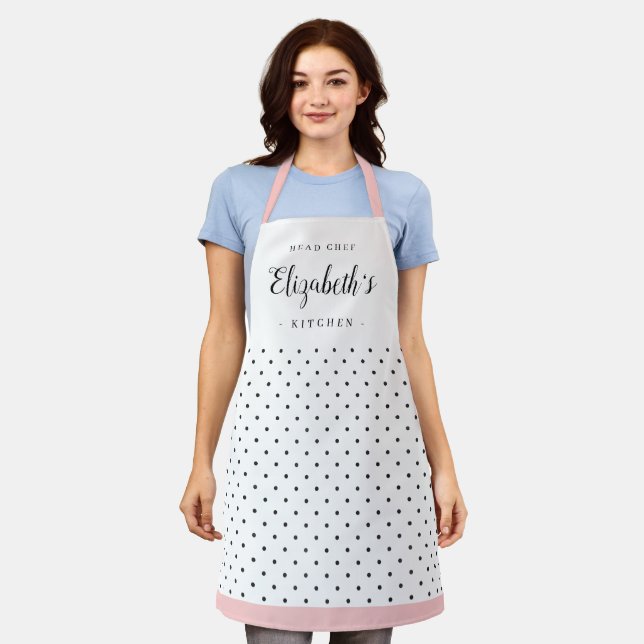 Retro polka Dot personalisierte Kochkunst Schürze (Getragen)