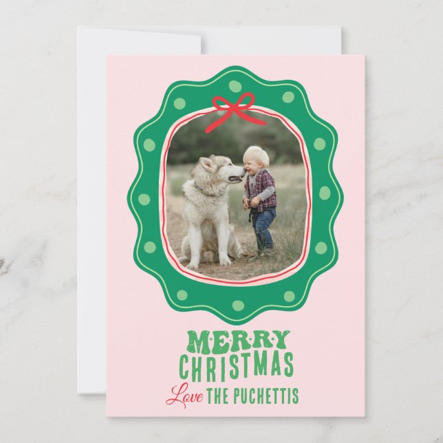 Retro Polka Dot Picture Frame Weihnachten (Vorderseite)