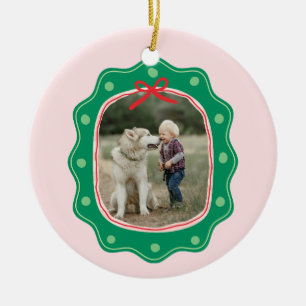 Retro Polka Dot Picture Frame Weihnachten Keramik Ornament