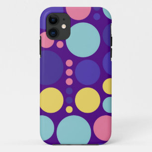 Retro Polka Dots Gelb Lila rosa Blau iPhone 11 Hülle