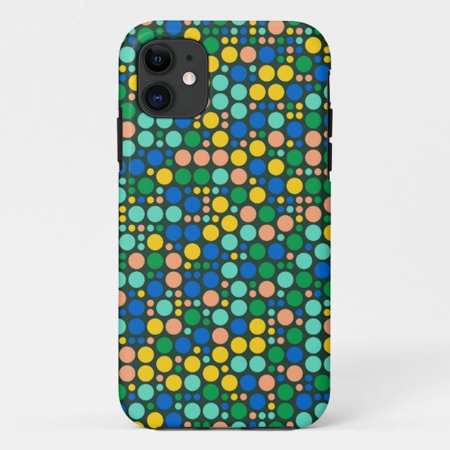 Retro Polka Dots | Gelbgrün Case-Mate iPhone Hülle (Rückseite)