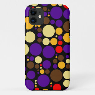 Retro Polka Dots Muster   Gelbrot Lila iPhone 11 Hülle
