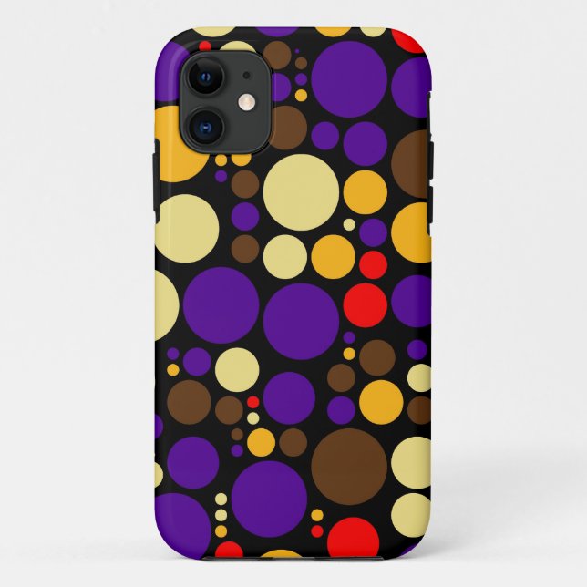 Retro Polka Dots Muster | Gelbrot Lila Case-Mate iPhone Hülle (Rückseite)