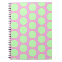 Retro Polka Dots Pink & Green Design  Notizblock
