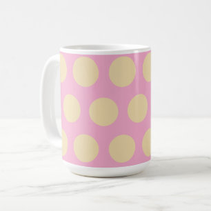 Retro-Polka-Punkte-Design in Rosa und Gelb  Kaffeetasse