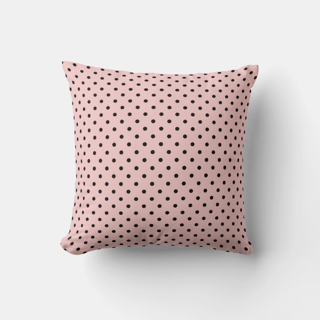 Retro-Polka-Punkte schwarze Kreise Rosa Rosa Schwa Kissen (Vorderseite)