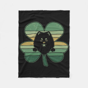 Retro Pomeranian Hund Shamrock Patricks Day Damen Fleecedecke