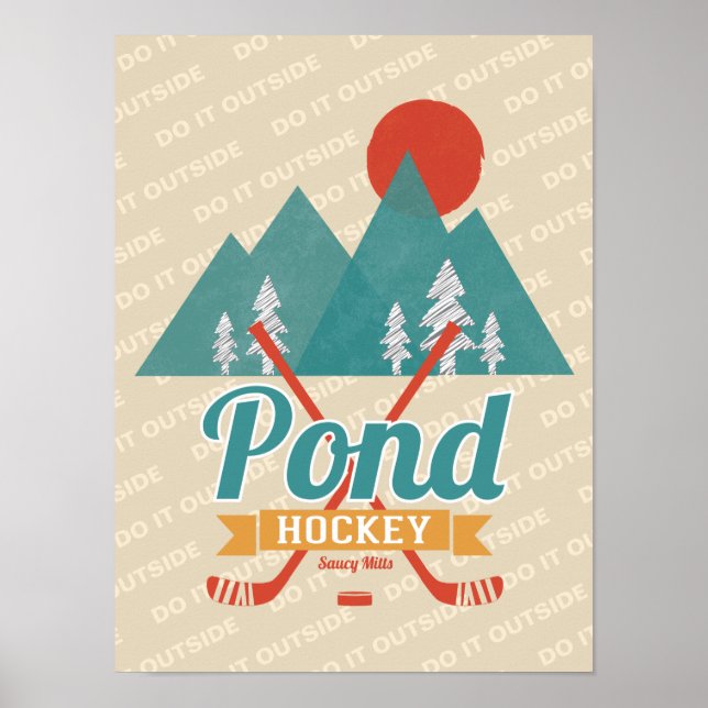 Retro Pond Hockey tun es draußen Poster (Vorne)