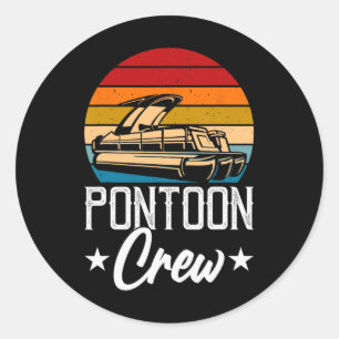 Retro Pontoon Crew Men Funny Boat Bootsmann Runder Aufkleber
