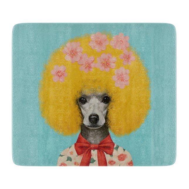 Retro Poodle Cutting Board, Retro Schneidebrett (Vorderseite)