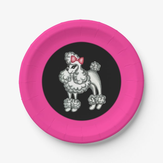 Retro Poodle Party Paper Teller (Vorderseite)