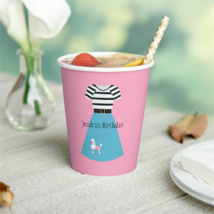 Retro-Poodle-Rock Personalisiert Pappbecher