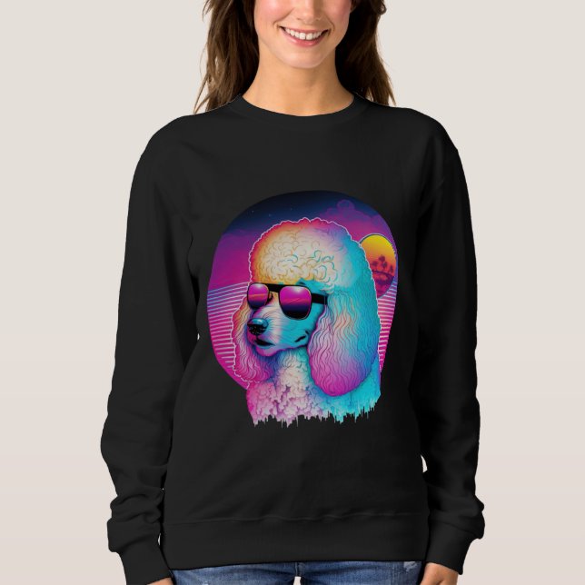 Retro Poodle Synthwave Nights Sweatshirt (Vorderseite)