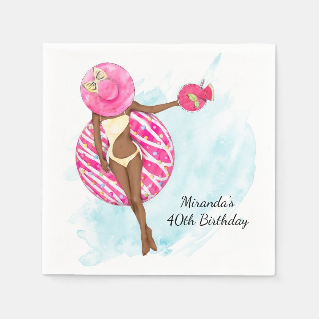 Retro Pool 40. Geburtstag Party Napkins Serviette (Vorderseite)