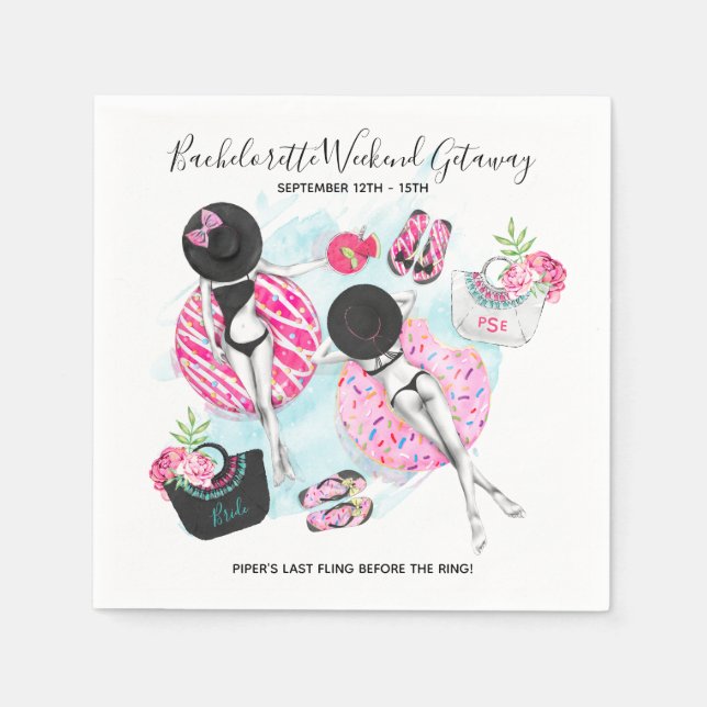 Retro Pool Girls Bachelorette Party Serviette (Vorderseite)