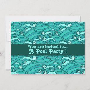 Retro-Pool Party-Wasserwellen Einladung