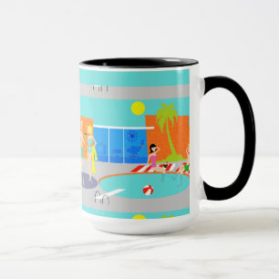 Retro Pool-Party-Wecker-Tasse Tasse