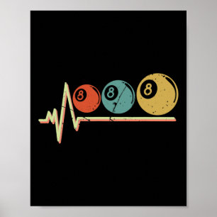 Retro Pool Player Geschenk Billiard Ll Heartbeat Poster