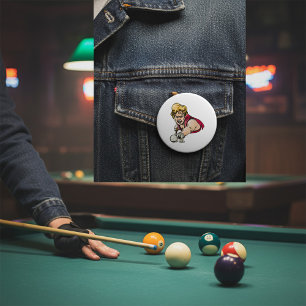 Retro Pool Player Vintag Billard Sport Button