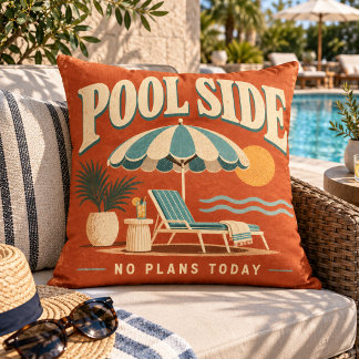 Retro Pool Side No Plans Today Outdoor Kissen