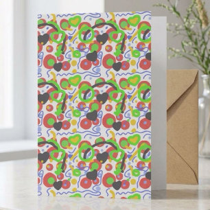 Retro-Pop-Abstraktes-Doodle-Muster in lebendigen F Karte