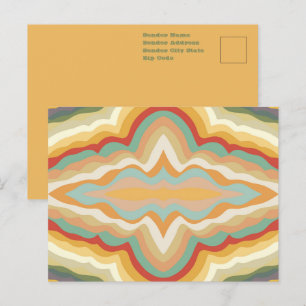 Retro Pop Art Abstrakt Geometric Wavy Pattern Postkarte