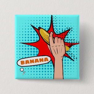 Retro-Pop-Art-Banane im Comic-Book-Stil Button