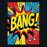 Retro Pop Art 'BANG'! Aktionspaket Poster<br><div class="desc">Dieses Poster ist eine Ode an die chaotische, explosive Energie eines klassischen Comic-Buches Höhepunkt. Es ist ein visuelles Ereignis mit mehreren grafischen Effekten - von der zackigen roten Sternexplosion und überlappenden weißen Sternen bis hin zu dynamischen Bewegungslinien - die alle zusammenarbeiten, um einen Single zu erfassen, einen kraftvollen Augenblick des...</div>