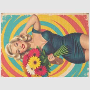 Retro-Pop-Art-Blumen-Pin-Up-Decoupage Seidenpapier