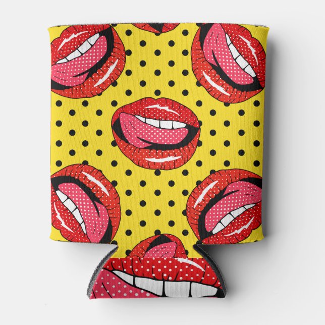 Retro Pop Art: Cartoon Patch Abzeichen Dosenkühler (Vorderseite)
