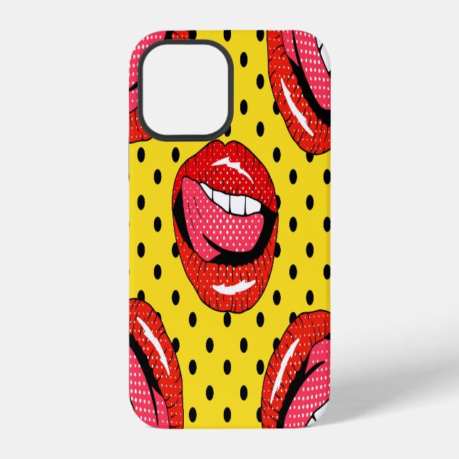 Retro-Pop-Art: Cartoon-Patch-Abzeichen iPhone 12 Hülle (Rückseite)