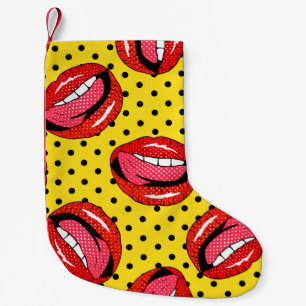 Retro Pop Art: Cartoon Patch Abzeichen Kleiner Weihnachtsstrumpf